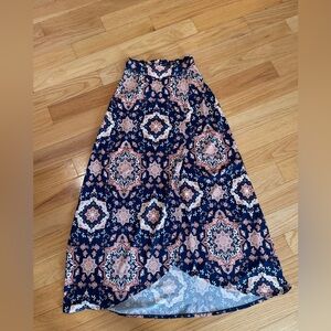 Abbeline High-Low Skirt in Navy and Pink Floral